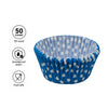 REGENT CAKE CUPS BLUE WITH WHITE DOTS 50PK, 50MM DIAX32.5MM