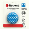 REGENT CAKE CUPS BLUE WITH WHITE DOTS 50 PIECE, (50MM:DX32.5MM)