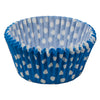 REGENT CAKE CUPS BLUE WITH WHITE DOTS 50PK, 50MM DIAX32.5MM