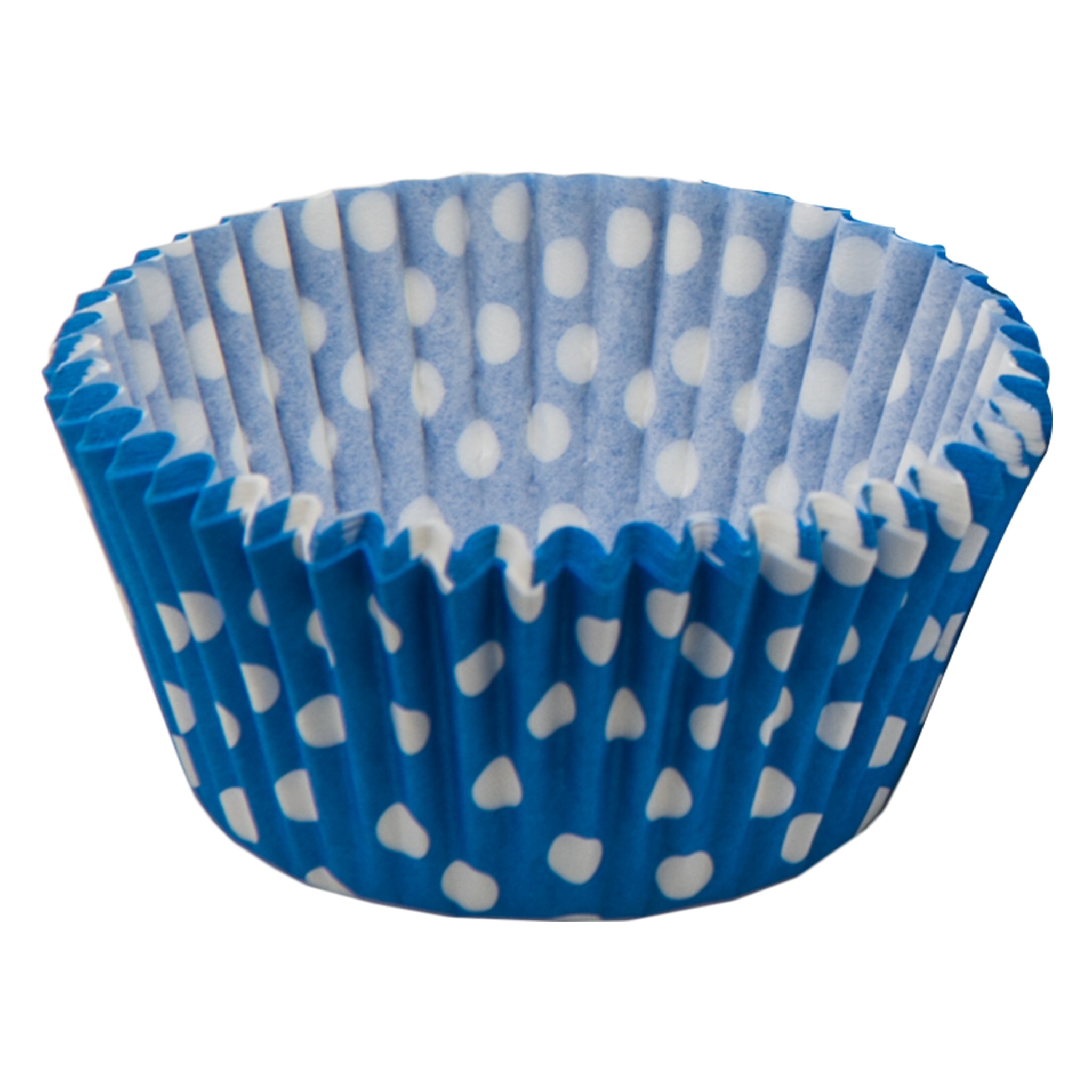 REGENT CAKE CUPS BLUE WITH WHITE DOTS 50PK, 50MM DIAX32.5MM