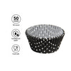 REGENT CAKE CUPS BLACK WITH WHITE DOTS 50PK, 50MM DIAX32.5MM