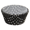 REGENT CAKE CUPS BLACK WITH WHITE DOTS 50PK, 50MM DIAX32.5MM