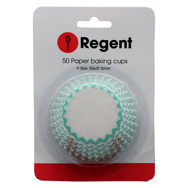 REGENT CAKE CUPS CHEVRON TEAL 50 PIECES, (50X37.5MM)