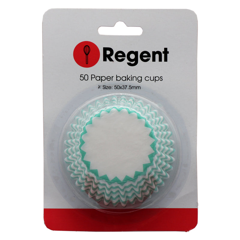 REGENT CAKE CUPS CHEVRON TEAL 50 PIECES, (50X37.5MM)
