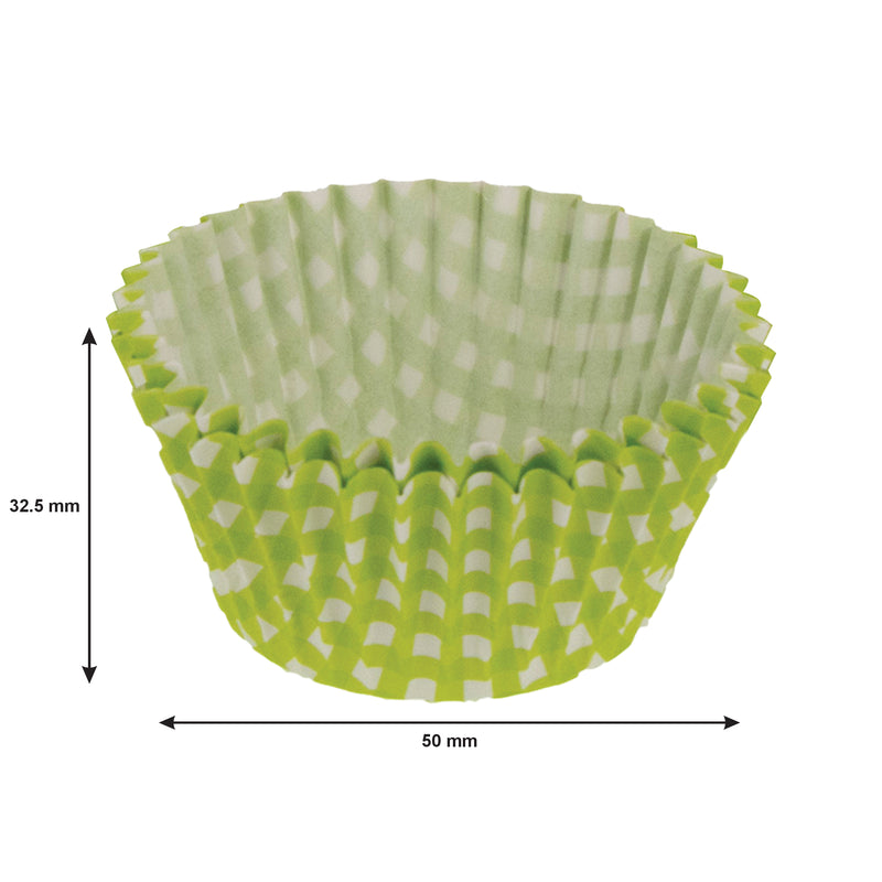 REGENT CAKE CUPS LIME GREEN AND WHITE CHECK 50 PCS, (50X32.5MM)
