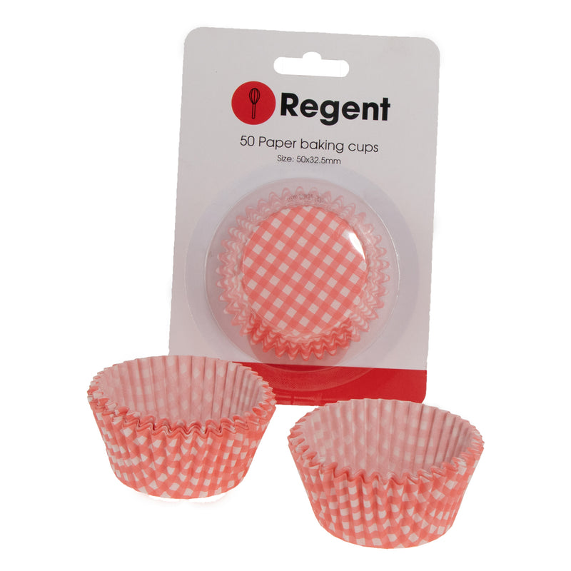 REGENT CAKE CUPS PINK AND WHITE CHECK 50 PCS, (50X32.5MM)