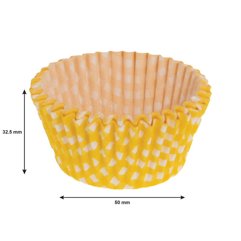 REGENT CAKE CUPS YELLOW AND WHITE CHECK 50 PCS, (50X32.5MM)