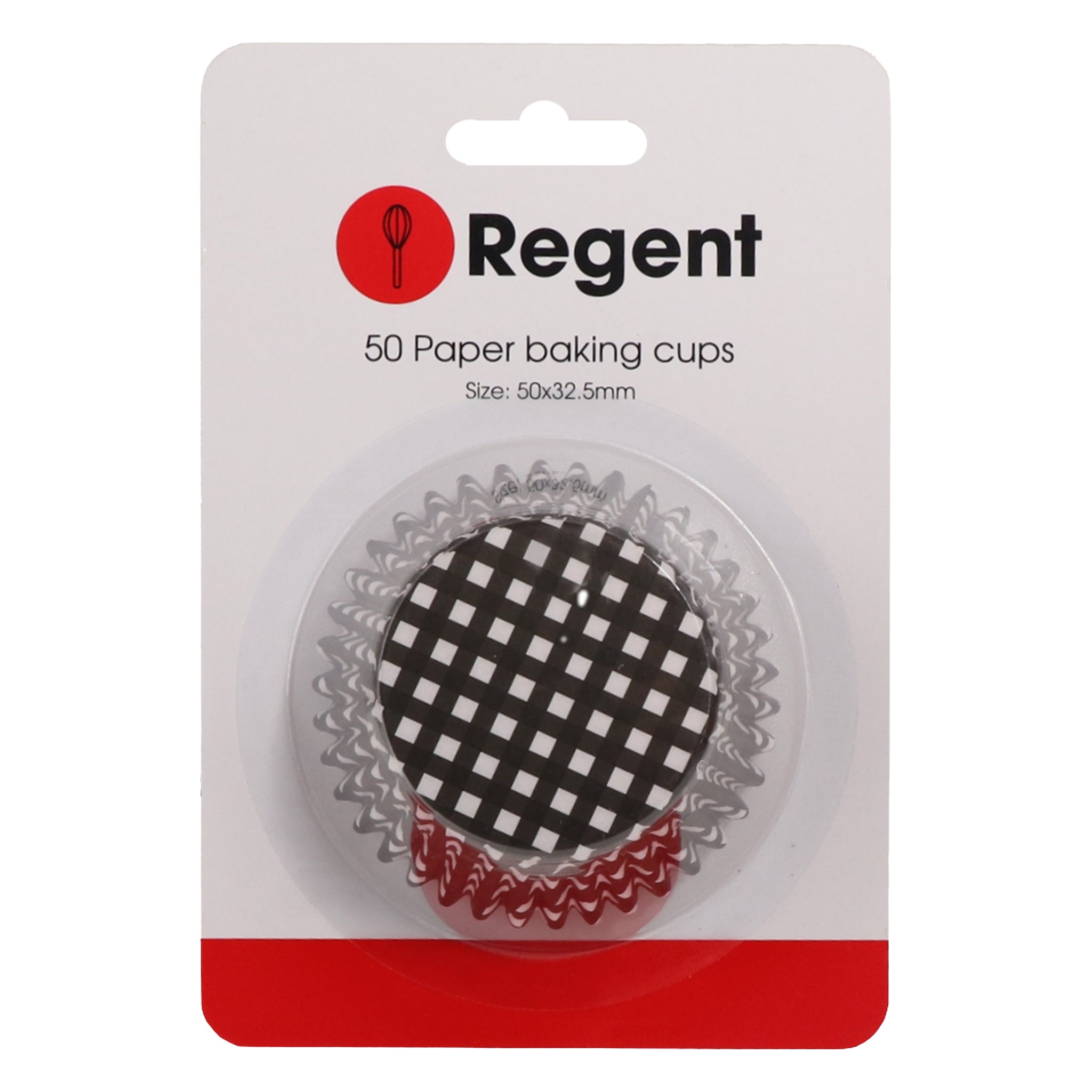 REGENT CAKE CUPS BLACK AND WHITE CHECK 50PK, 50X32.5MM