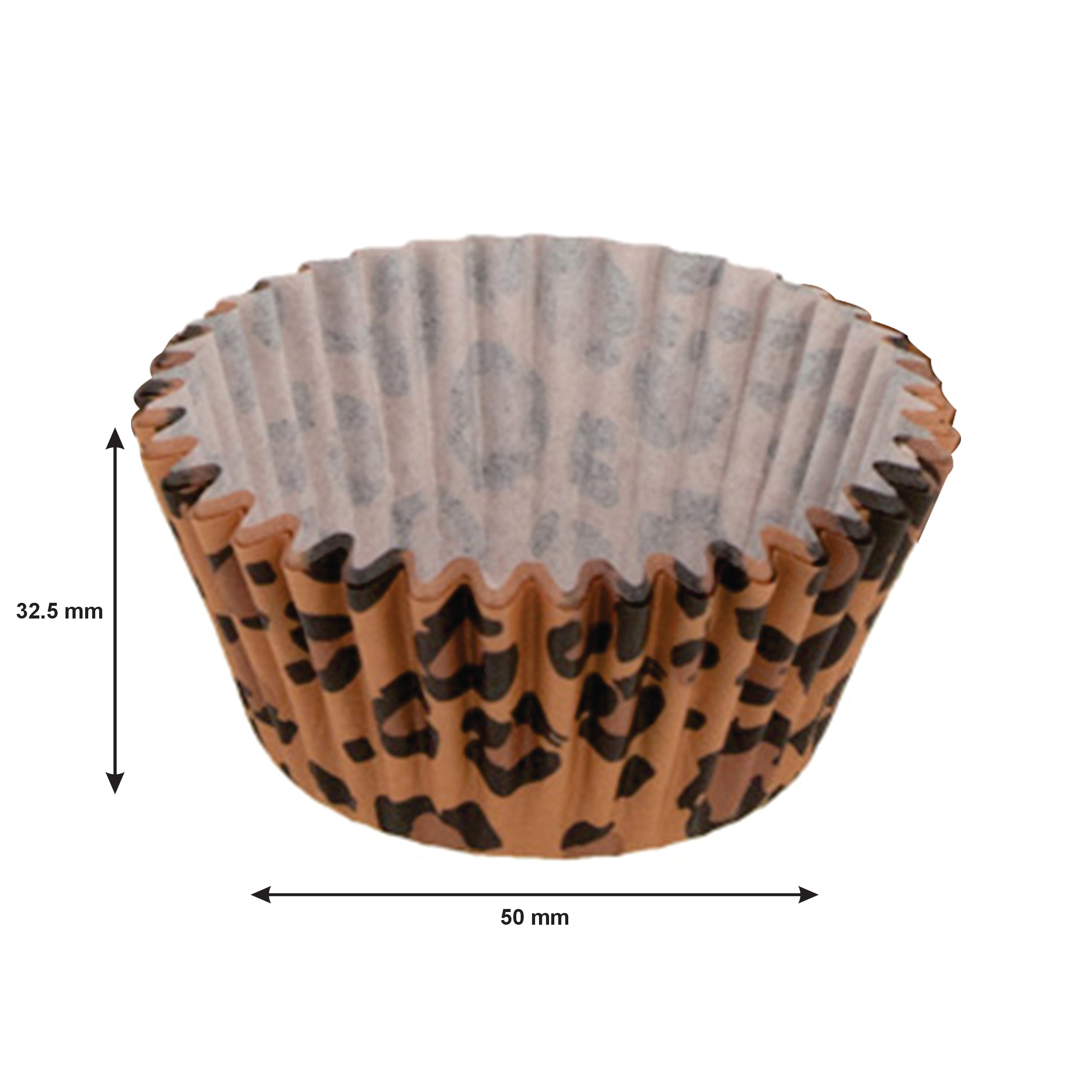 REGENT CAKE CUPS BROWN AND BLACK LEOPARD PRINT 50PK, 50X32.5MM