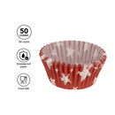 REGENT CAKE CUPS RED WITH WHITE STARS 50PK, 50X32.5MM