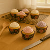 REGENT CAKE CUPS BLACK WITH PINK ROSES AND WHITE DAISIES 50 PCS, (50X32.5MM)