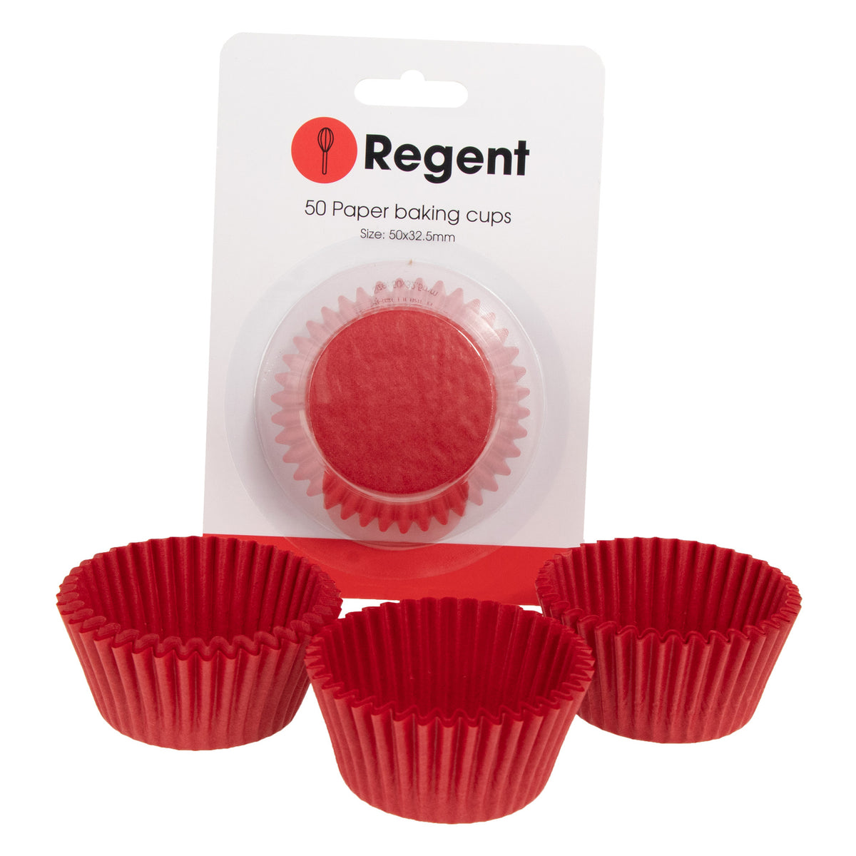 REGENT CAKE CUPS RED GLASSINE PAPER 50PK, 50X32.5MM