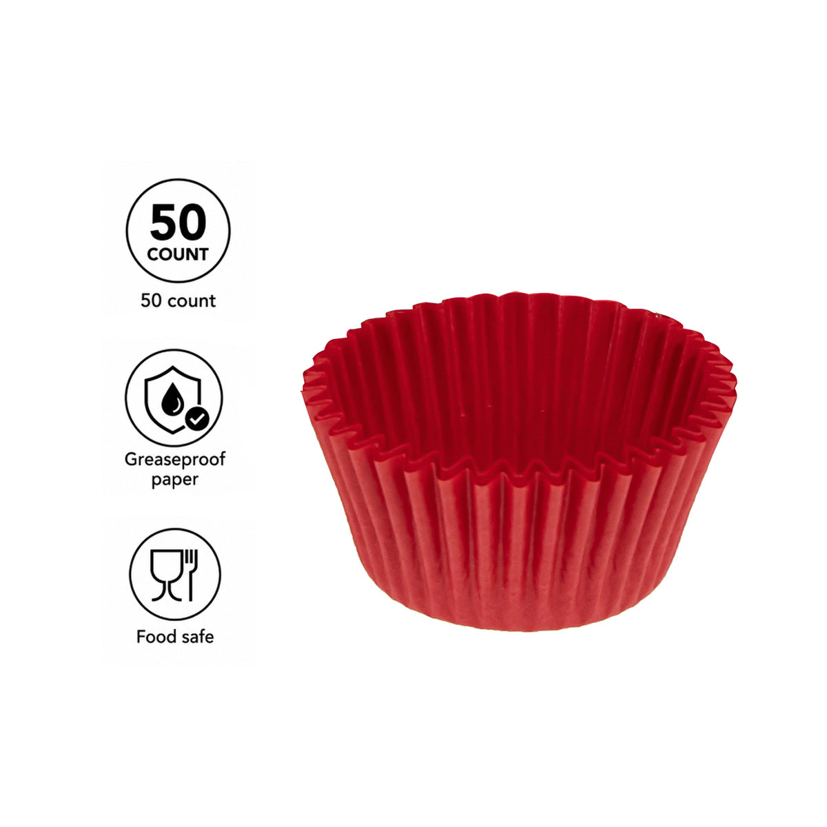 REGENT CAKE CUPS RED GLASSINE PAPER 50PK, 50X32.5MM