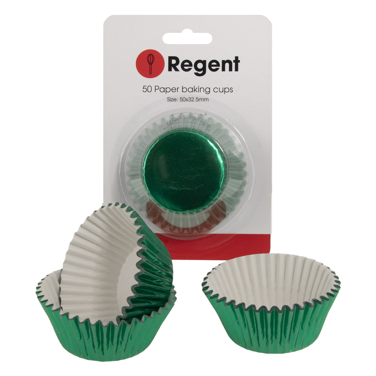 REGENT CAKE CUPS GREEN FOIL 50PK, 50X32.5MM