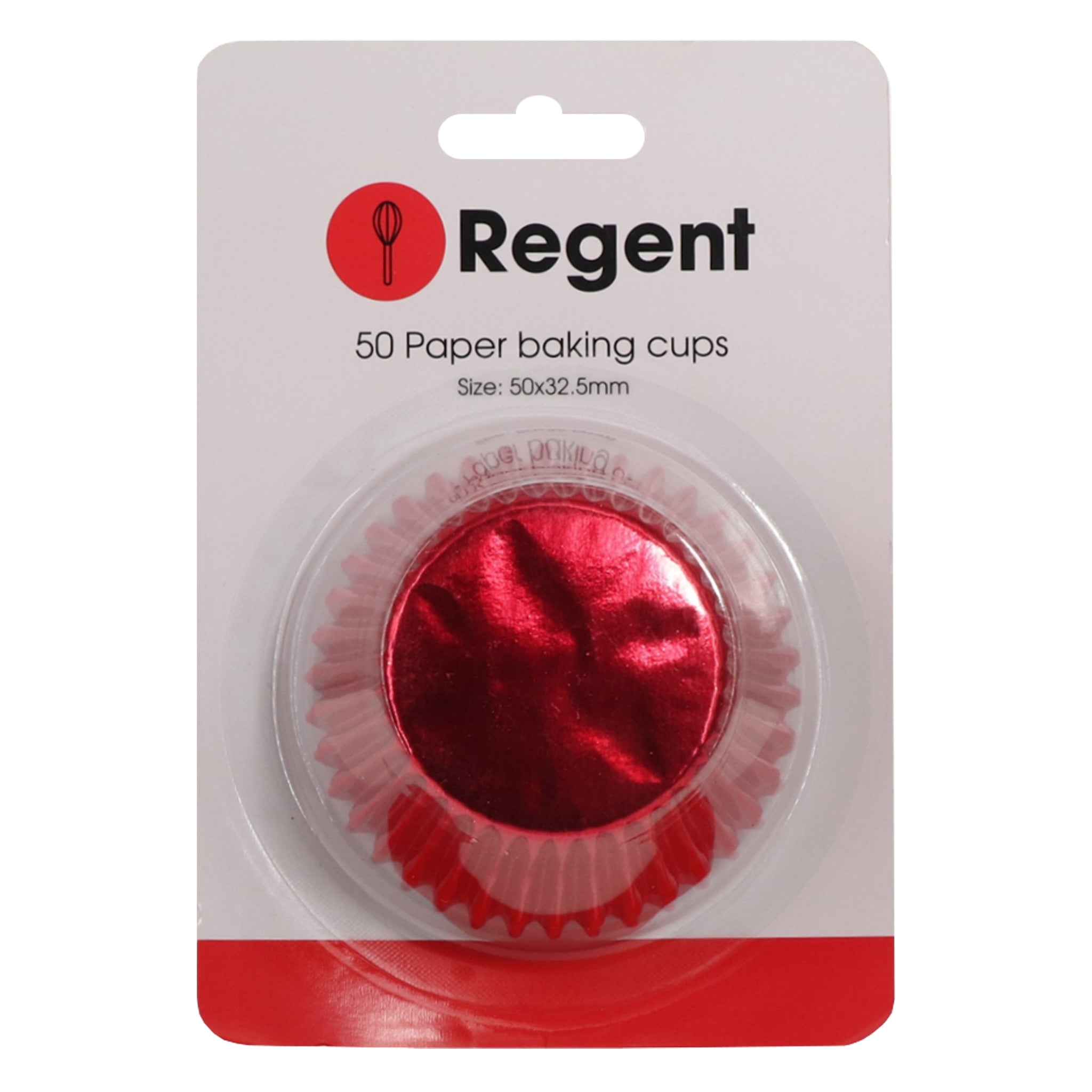 REGENT CAKE CUPS METALLIC  RED FOIL 50PK, 50X32.5MM