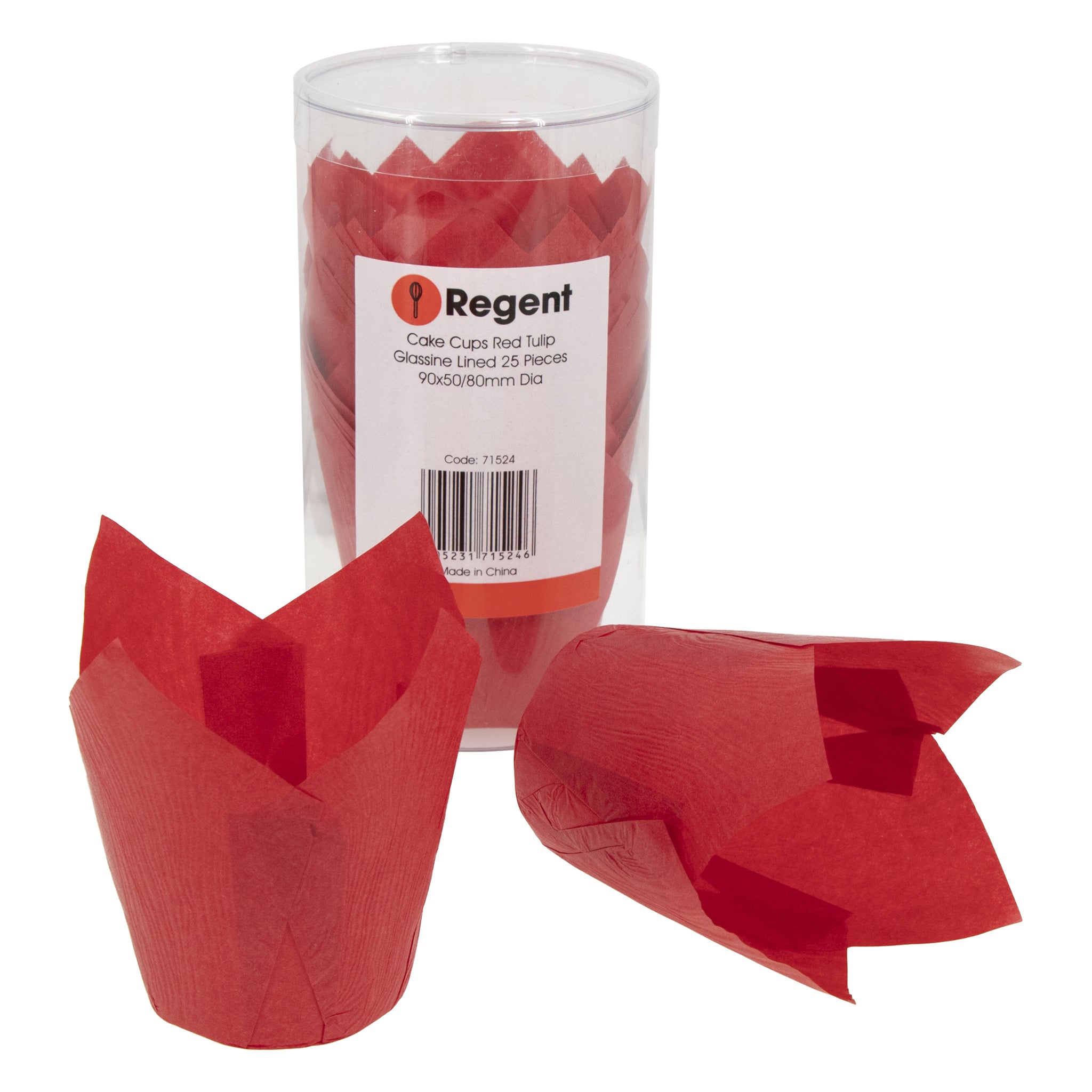 REGENT TULIP MUFFIN CUPS RED GREASE PROOF PAPER 25PK, 80/50MM DIAX90MM
