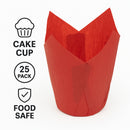 REGENT TULIP MUFFIN CUPS RED GREASE PROOF PAPER 25 PCS, (80/50MM DIAX90MM)
