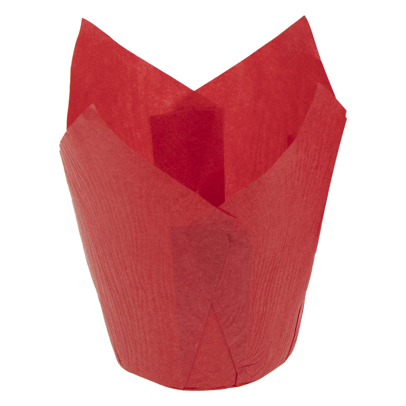 REGENT TULIP MUFFIN CUPS RED GREASE PROOF PAPER 25 PCS, (80/50MM DIAX90MM)