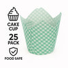 REGENT TULIP MUFFIN CUPS TURQUOISE WITH WHITE CHECKS GREASE PROOF PAPER 25 PCS, (80/50MM DIAX90MM)