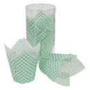 REGENT TULIP MUFFIN CUPS TURQUOISE WITH WHITE CHECKS GREASE PROOF PAPER 25 PCS, (80/50MM DIAX90MM)