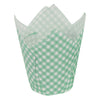 REGENT TULIP MUFFIN CUPS TURQUOISE WITH WHITE CHECKS GREASE PROOF PAPER 25PK, 80/50MM DIA