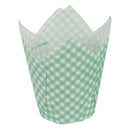 REGENT TULIP MUFFIN CUPS TURQUOISE WITH WHITE CHECKS GREASE PROOF PAPER 25 PCS, (80/50MM DIAX90MM)