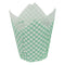 REGENT TULIP MUFFIN CUPS TURQUOISE WITH WHITE CHECKS GREASE PROOF PAPER 25 PCS, (80/50MM DIAX90MM)