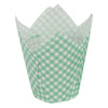 REGENT TULIP MUFFIN CUPS TURQUOISE WITH WHITE CHECKS GREASE PROOF PAPER 25 PCS, (80/50MM DIAX90MM)