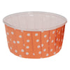 REGENT CUPCAKE CUPS ORANGE WITH WHITE DOTS PET LINED 25 PCS, (50/70MM DIAX39MM)