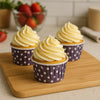 REGENT CUPCAKE CUPS PURPLE WITH WHITE DOTS PET LINED 25PK, 70MM DIAX35MM