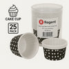 REGENT CUPCAKE CUPS BLACK WITH WHITE DOTS PET LINED 25PK, 70MM DIAX35MM