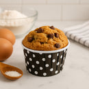 REGENT CUPCAKE CUPS BLACK WITH WHITE DOTS PET LINED 25 PCS, (50/70MM DIAX39MM)