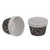 REGENT CUPCAKE CUPS BLACK WITH WHITE DOTS PET LINED 25PK, 70MM DIAX35MM