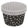 REGENT CUPCAKE CUPS BLACK WITH WHITE DOTS PET LINED 25PK, 70MM DIAX35MM