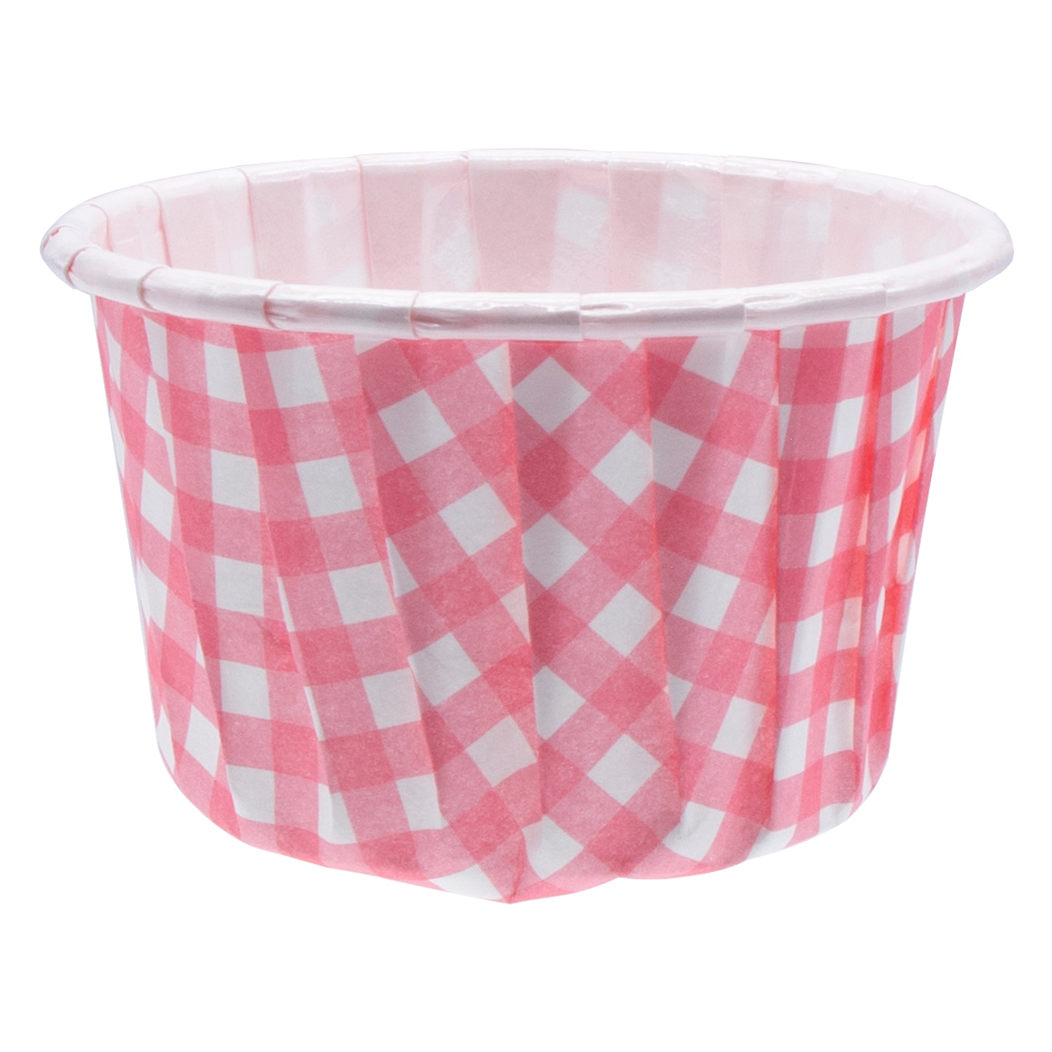 REGENT CAKE/ICE CREAM CUPS PINK CHECK PET LINED 25PK, 55MM DIAX35MM