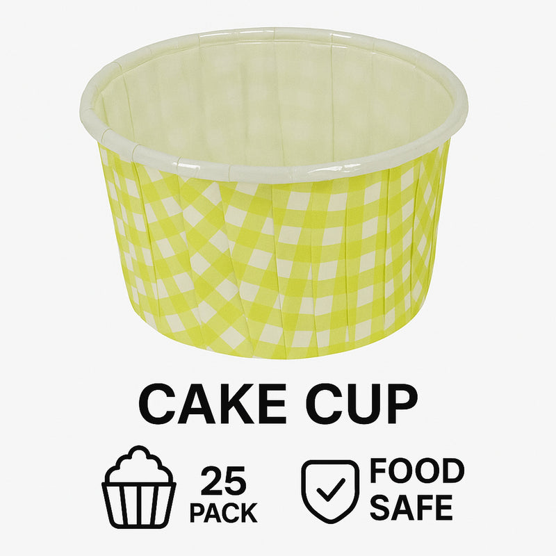 REGENT CAKE/ICE CREAM LIME GREEN CHECK PET LINED 25 PCS, (55/44MM DIAX35MM)