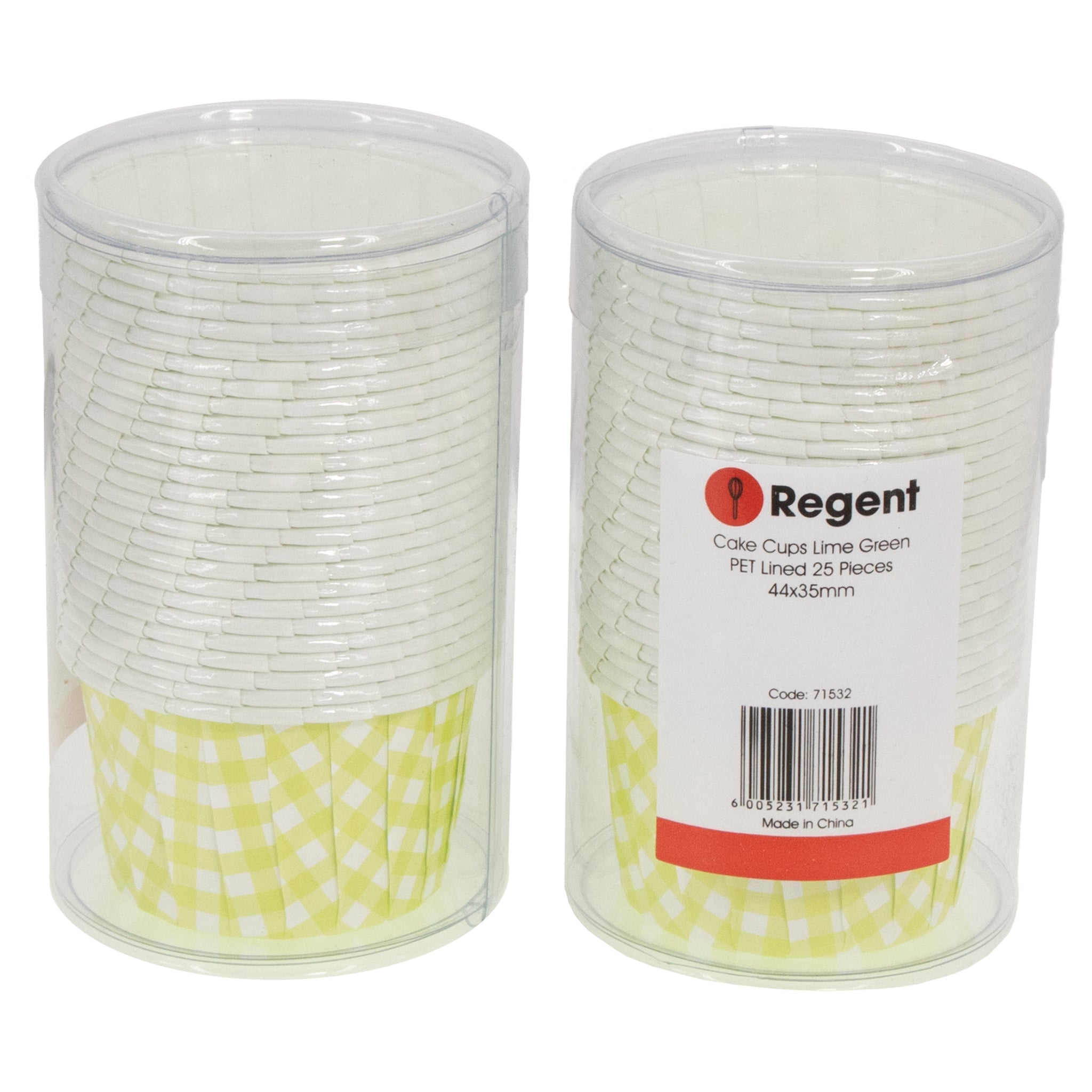 REGENT CAKE/ICE CREAM LIME GREEN CHECK PET LINED 25PK, 55MM DIAX35MM