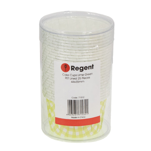REGENT CAKE/ICE CREAM LIME GREEN CHECK PET LINED 25 PCS, (55/44MM DIAX35MM)