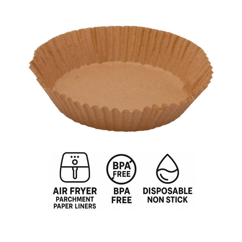 REGENT AIR FRYER ROUND PARCHMENT PAPER LINERS IN PVC BOX 50PK, 160MM DIA