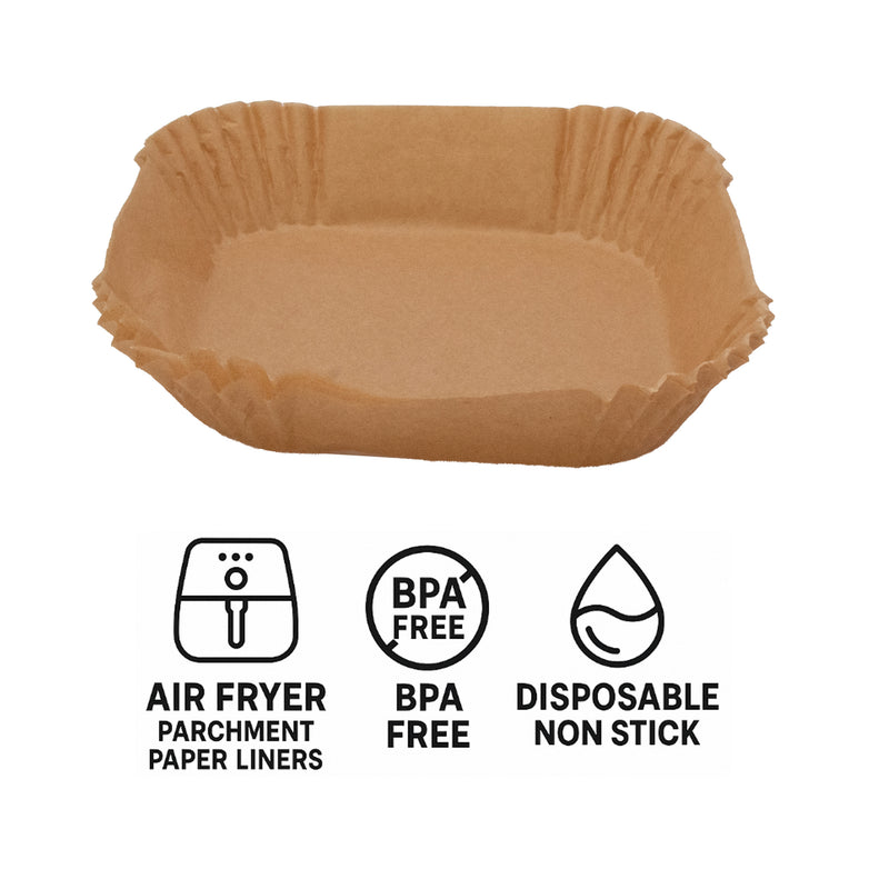 REGENT AIR FRYER SQUARE PARCHMENT PAPER LINERS IN PVC BOX 50PK, 160X160MM