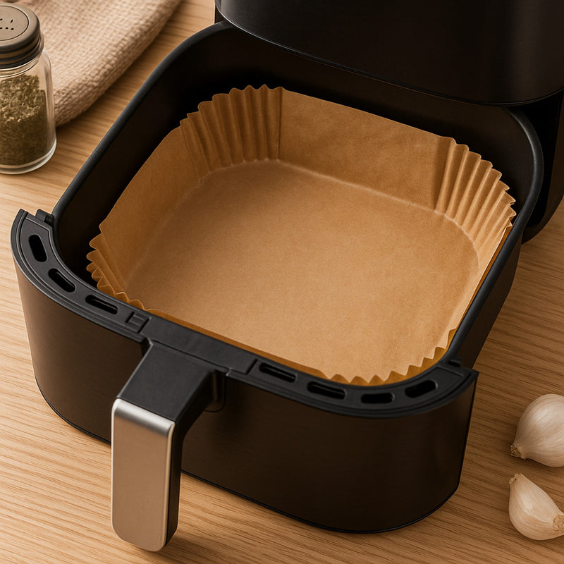 REGENT AIR FRYER SQUARE PARCHMENT PAPER LINERS IN PVC BOX 50PK, 160X160MM