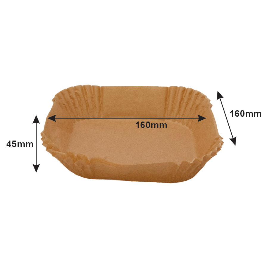 REGENT AIR FRYER SQUARE PARCHMENT PAPER LINERS IN PVC BOX 50PK, 160X160MM