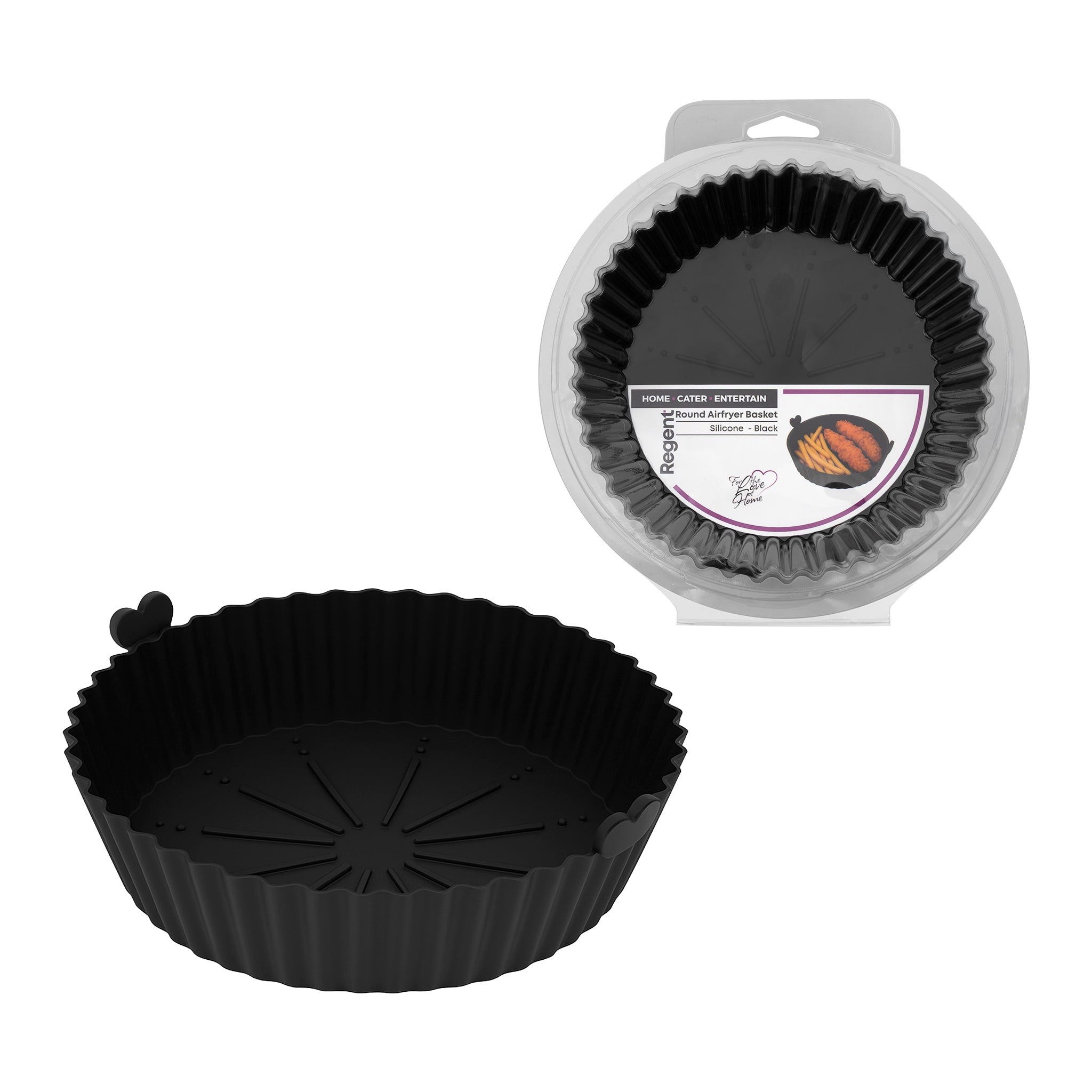 REGENT ROUND AIRFRYER BLACK SILICONE BASKET, 175MM DIA