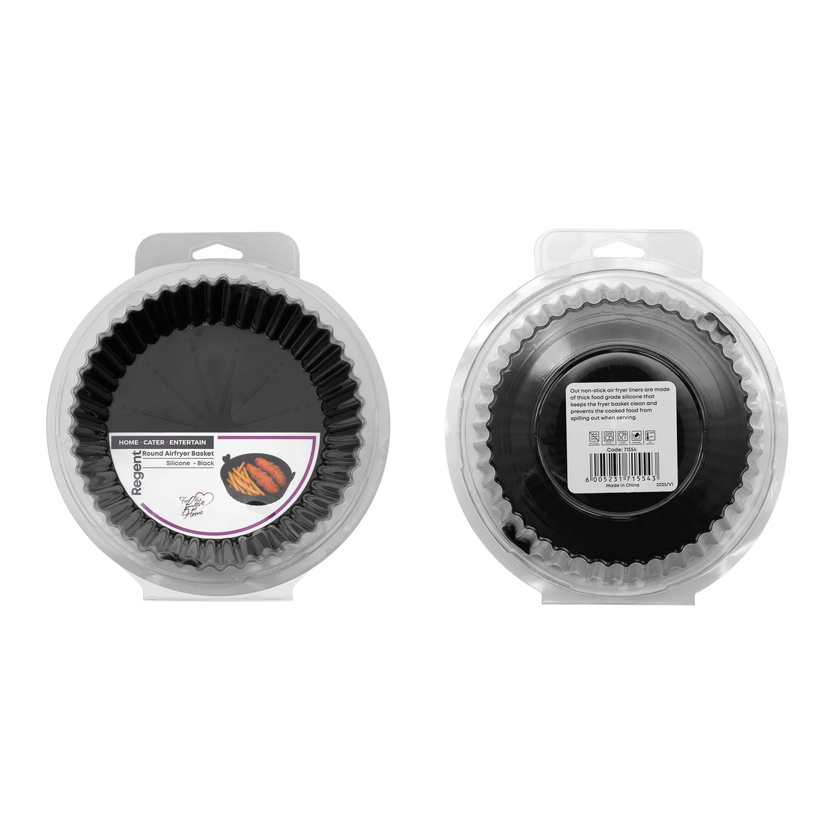 REGENT ROUND AIRFRYER BLACK SILICONE BASKET, 175MM DIA