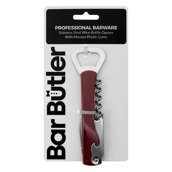 BAR BUTLER WINE & BOTTLE OPENER MAROON, (140X40X12MM)