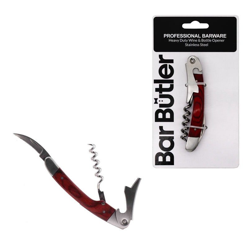 BAR BUTLER HEAVY DUTY WINE BOTTLE OPENER WITH ROSEWOOD FINISH