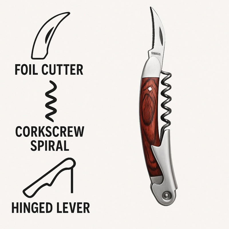 BAR BUTLER HEAVY DUTY WINE BOTTLE OPENER WITH ROSEWOOD FINISH