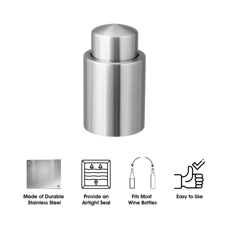 BAR BUTLER VACUUM WINE STOPPER STAINLESS STEEL, 32MM INNER DIA