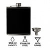 BAR BUTLER HIP FLASK ST STEEL WITH BLACK LEATHERETTE COVER AND FUNNEL, 250ML
