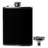 BAR BUTLER HIP FLASK ST STEEL WITH BLACK LEATHERETTE COVER AND FUNNEL, 250ML